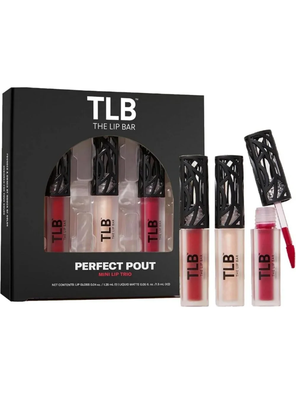 Perfect Pout Mini Lip Trio Set - Liquid Matte Lipstick & Gloss - Vegan, Travel
